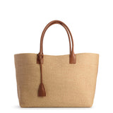 RAFFIA TOTE BAG NATURAL & CARAMEL
