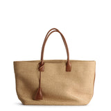 RAFFIA TOTE BAG NATURAL & CARAMEL