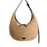 RAFFIA HOBO DROP BAG NATURAL & BLACK