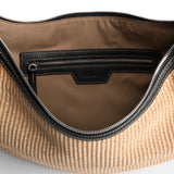 RAFFIA HOBO DROP BAG NATURAL & BLACK