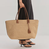 RAFFIA TOTE BAG NATURAL & CARAMEL
