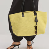 RAFFIA TOTE BAG YELLOW & BLACK