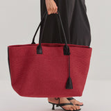 RAFFIA TOTE BAG RED