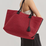 RAFFIA TOTE BAG RED