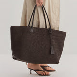 RAFFIA TOTE BAG CHOCO