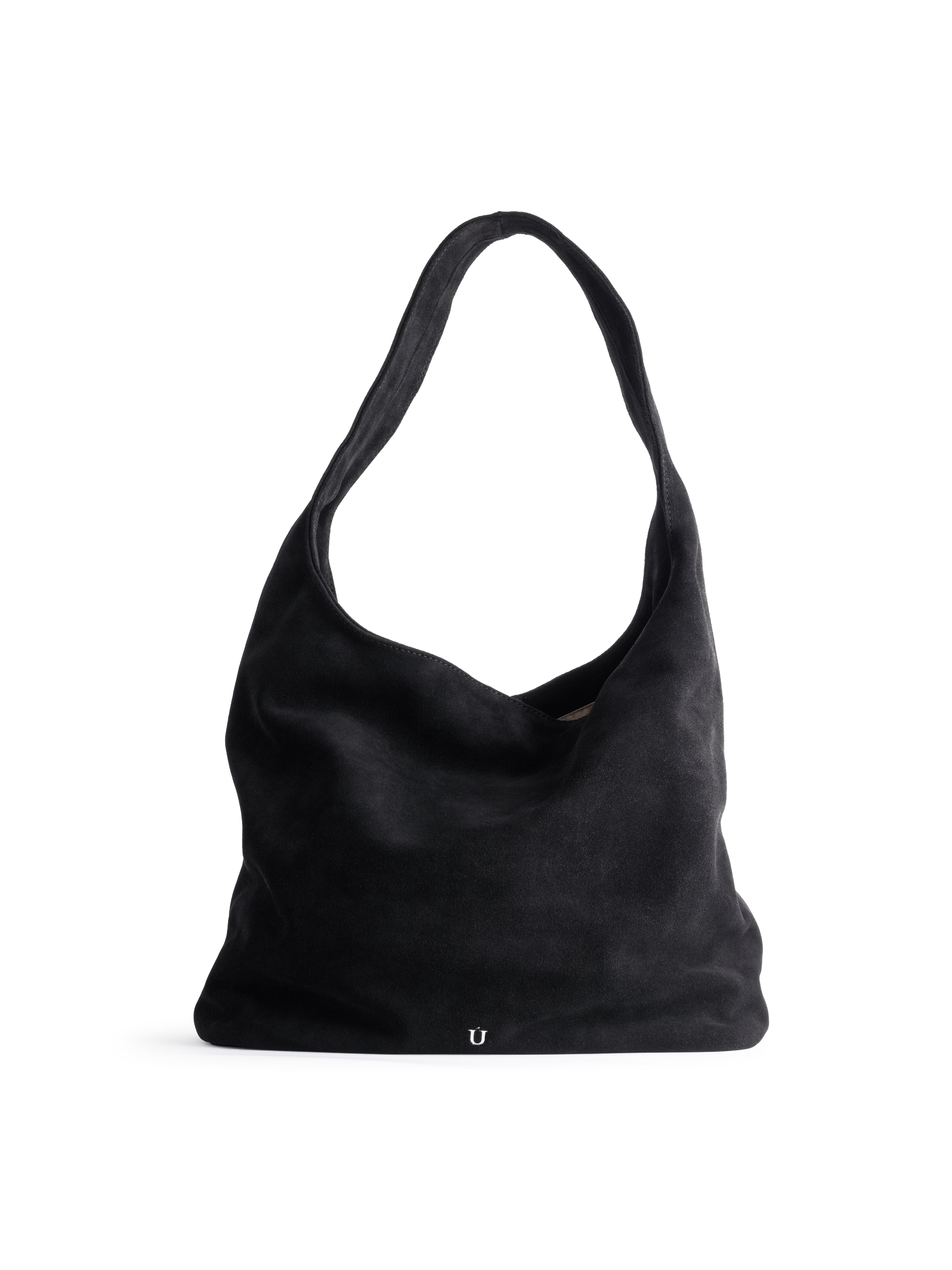 Black suede store hobo handbag